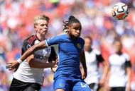 Christopher Nkunku (right) is yet to kick a ball at Stamford Bridge.